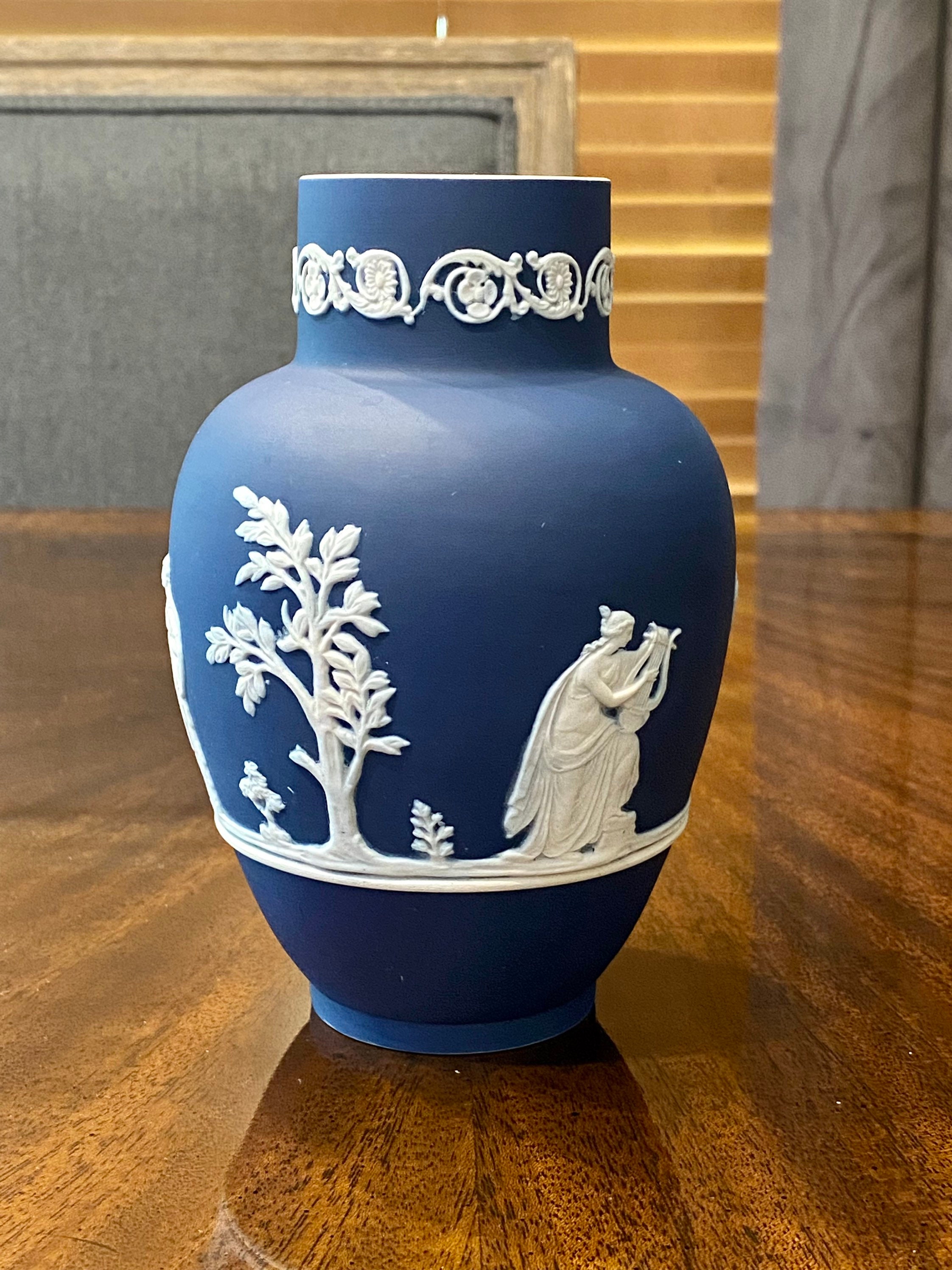 Adams Tunstall Antique Cobalt Jasperware Vase Etsy