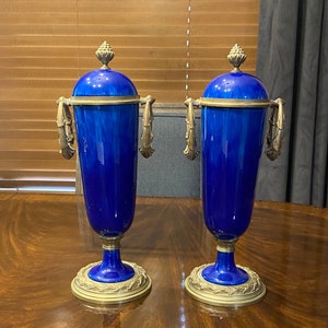 Art Deco French Sevres Paul Milet Ceramic and Gilt Bronze Vases