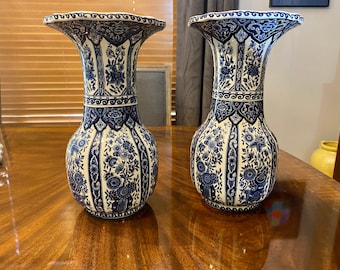 Delft Vintage par trumpetvaser av Boch Royal Sphinx Holland