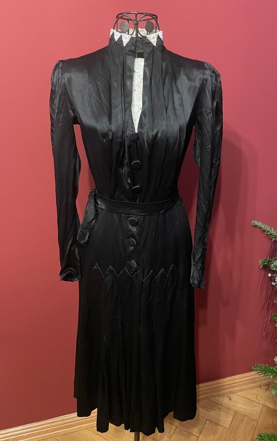 Original antique 1920s silk dress black rare