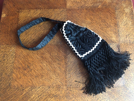 Antique edwardian purse black silk