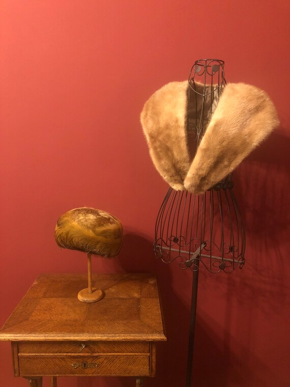 Edwardian fur hat and fur collar original antique