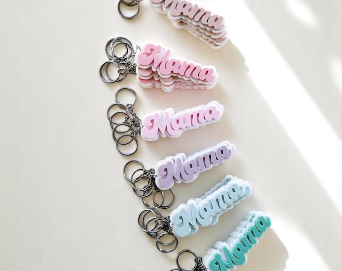 Acrylic Handmade Keychain/Name Tag Mama - Summer Pastel