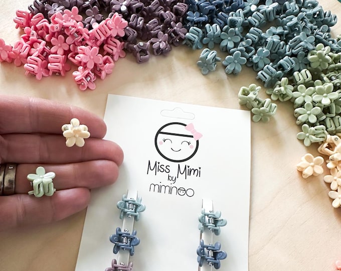 New Pastel Summer Glossy collection Hair clips mini claws girls dolls accessories small flowers baby barrette pick your colors Miss Mimi