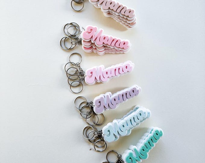 Mama Keychain Handmade Acrylic Retro style various colors and style, Mother's day gift, New Mommy by MKS Miminoo