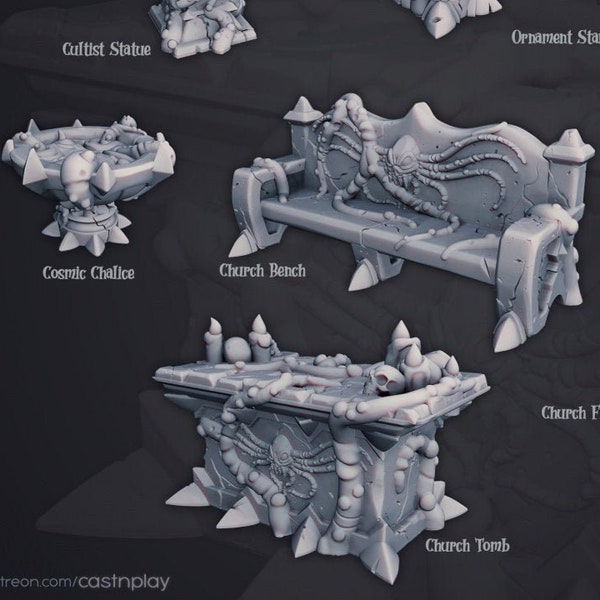 Victorian Church / Cultist / Underdark Props - Unpainted Terrain for TTRPGs (D&D, DnD, Dungeons and Dragons, Pathfinder, Frostgrave)