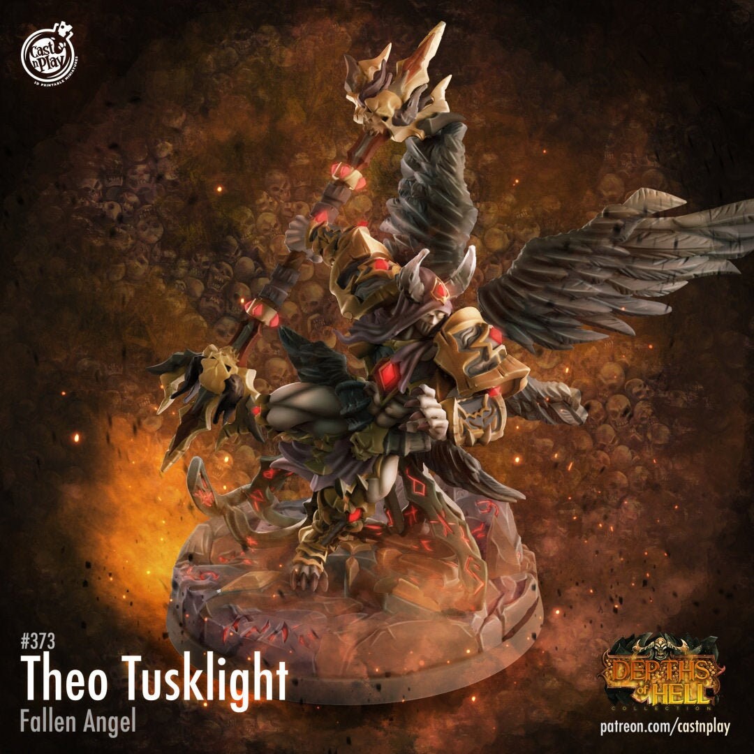 Theo Tusklight the Fallen Aasimar Unpainted Mini for Ttrpgs - Etsy