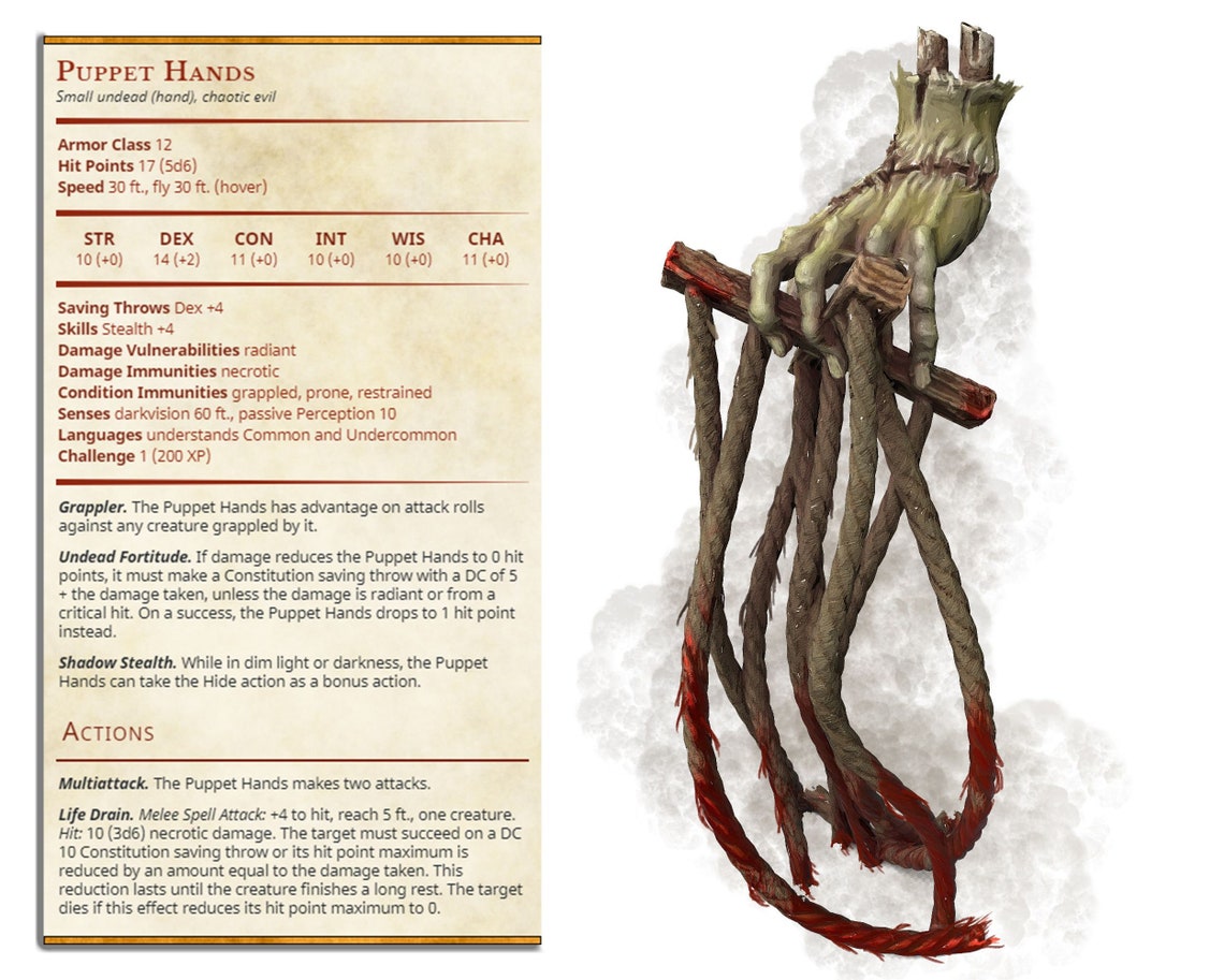 Puppet Hand Unpainted Miniature for TTRPGs D&D DnD Etsy