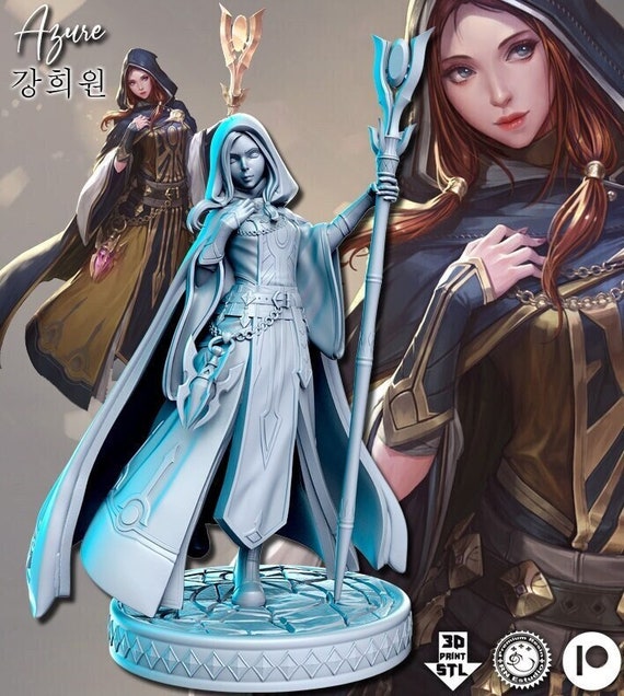 Azure Female Mage 100mm Unpainted Mini for Ttrpgs D&D, Dnd, Dungeons and  Dragons, Pathfinder, Frostgrave -  Ireland