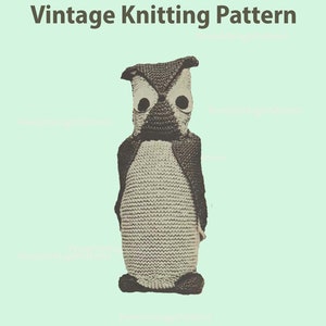 Vintage Owl knitting pattern   l PDF Instant Download