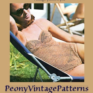 Vintage pattern cotton crocheted bathers I  Swimsuit beachwear 1960s 1970s Vintage crochet pattern l PDF Instant Download