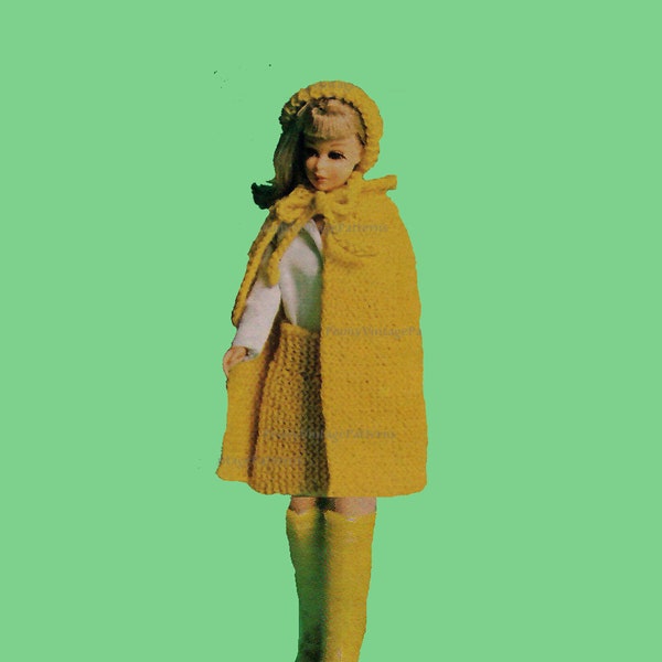 Barbie cape skirt and hat vintage knitting pattern   l PDF Instant Download