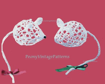 Sweet Vintage Lace mouse mice Christmas decoration ornament pattern   l PDF Instant Download