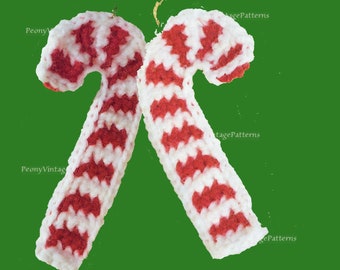 Vintage Candy Cane Christmas decoration ornament crochet pattern   l PDF Instant Download