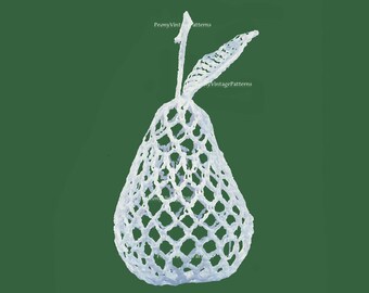Vintage Victorian Lace crocheted Pear Christmas decoration Christmas ornament pattern   l PDF Instant Download