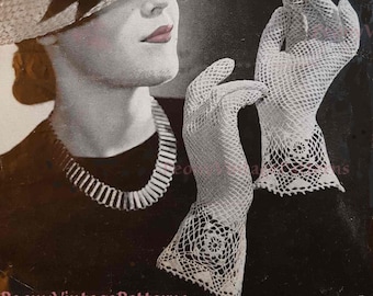 Lace gloves Vintage crochet pattern wedding gloves elegant gloves 1940s  Arden Lustrous Crochet Cotton l PDF Instant Download