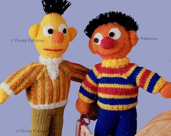 15 cms Sesame Street toy KNITTING PATTERN Bert inspired choc orange cover