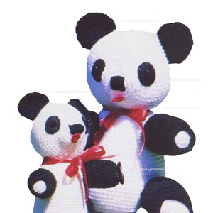 Vintage panda mumma and baby panda crochet pattern   l PDF Instant Download
