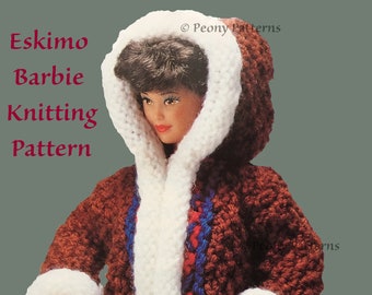 Barbie USA Eskimo barbie outfit,  vintage knitting pattern   l PDF Instant Download