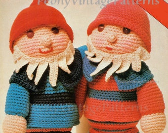 Cheeky vintage gnomes crochet Pattern  l PDF Instant Download