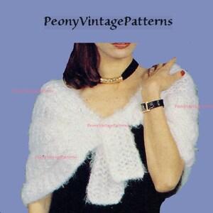 Beautiful timeless stole shawl 1960s mod style mid century vintage knitting pattern   l PDF Instant Download