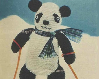 Vintage panda knitting pattern   l PDF Instant Download