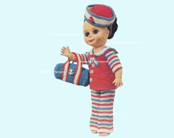 Sailor Girl Outfit Knitting and Crochet Pattern  l PDF Instant Download