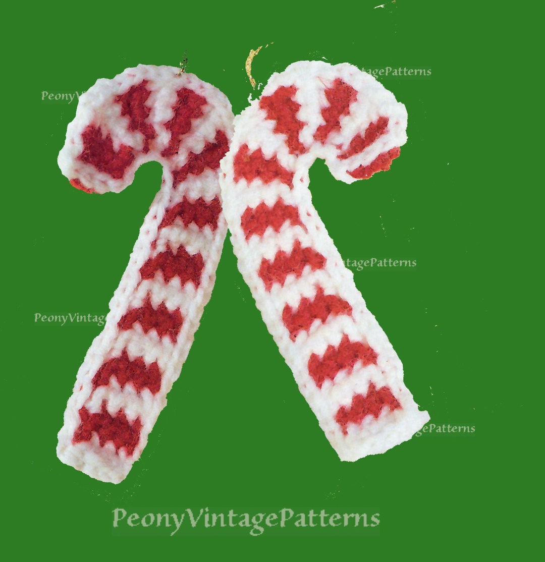 Vintage Candy Cane Christmas Decoration Ornament Crochet Pattern L PDF ...