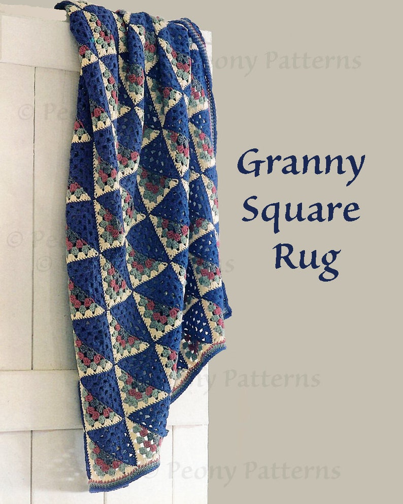 Granny Square Style Rag Rug Granny Square Rug, Basket Pattern Vintage Crochet Pattern L PDF Instant ...