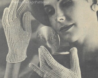 Lace gloves Vintage crochet pattern wedding gloves elegant gloves  l PDF Instant Download