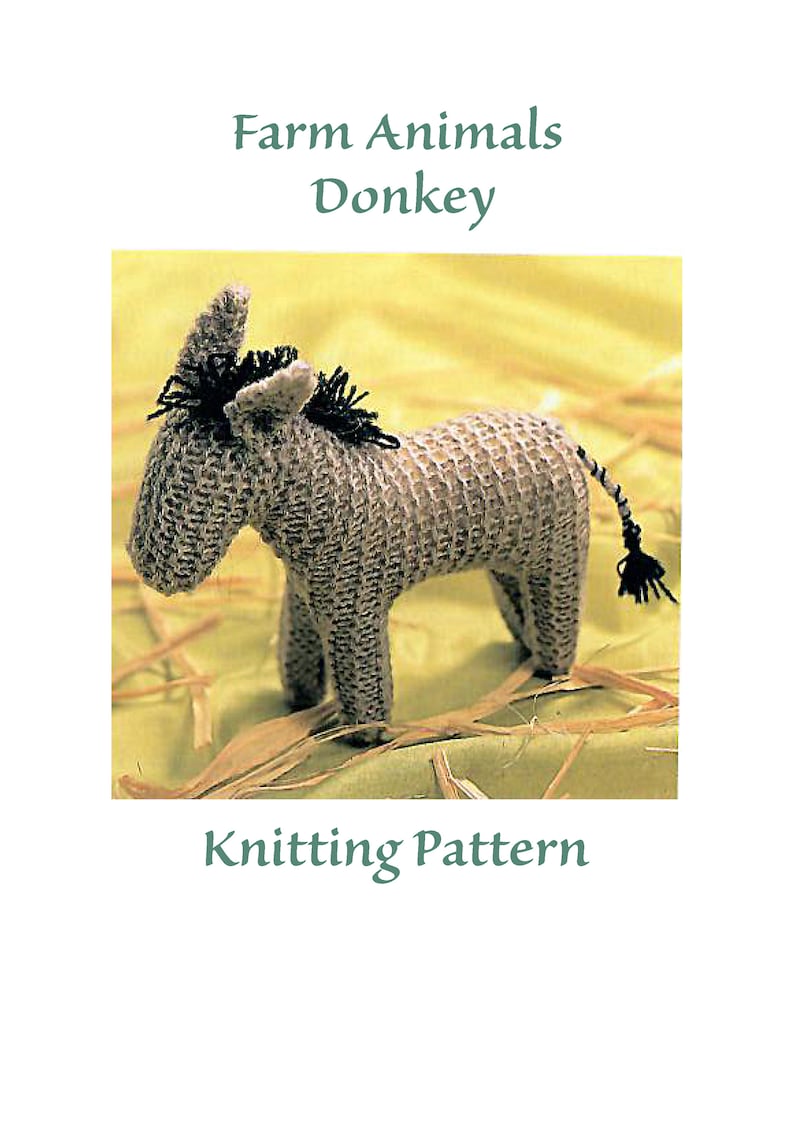 Cute vintage small donkey knitting Pattern farm animals l Etsy