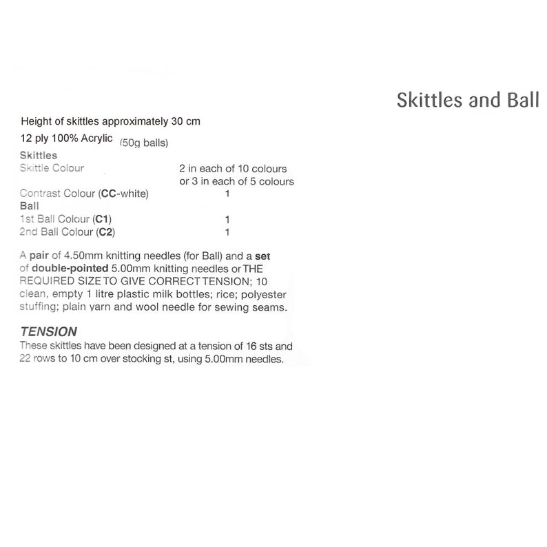 Skittles and Ball old fashioned soft toy vintage knitting pattern l PDF Instant Download