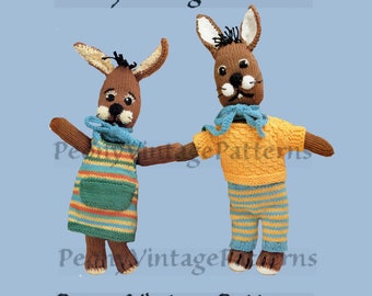 Vintage Mr and Ms Rabbit knitting patterns   l PDF Instant Download