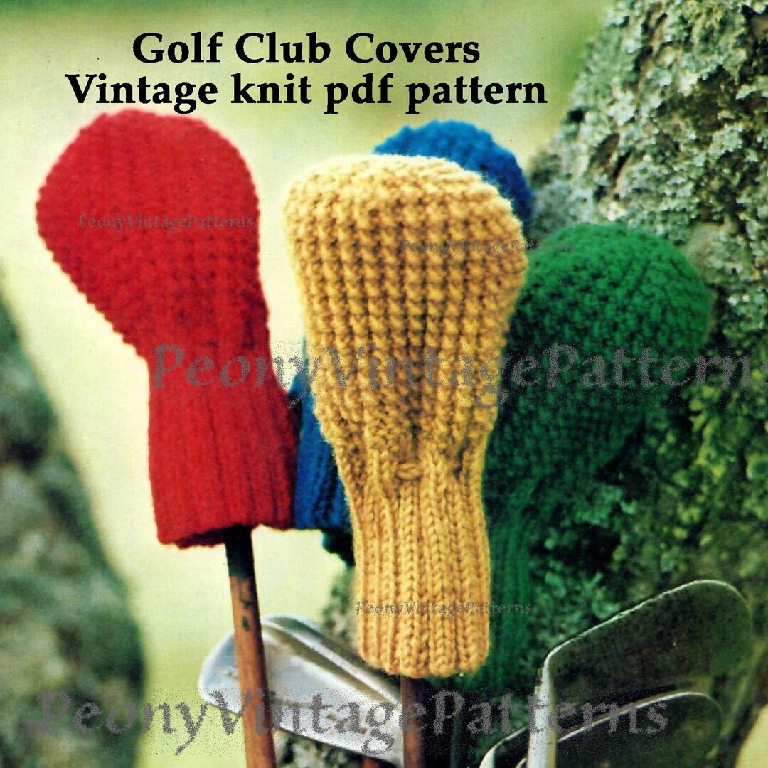 Vintage Golf Club Covers 10 Ply Wool Knit Knitted Pdf Pattern, Instant