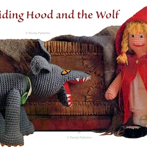 Red Riding Hood and the big bad wolf vintage crochet pattern   l PDF Instant Download