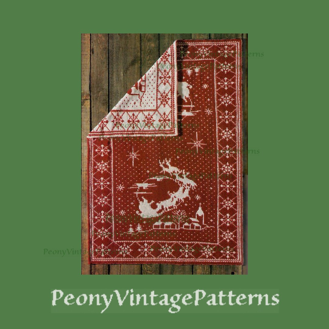 Sleigh Santa Reversible Rug Father Christmas Santa Afghan Vintage ...