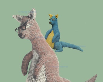 Cute vintage kangaroo knitting pattern   l PDF Instant Download
