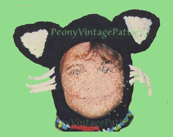 Child's Hat Crocheted Child's cat cat in the hat balaclava Costume Halloween Easter, pussy hat  l PDF Instant Crochet Pattern Download