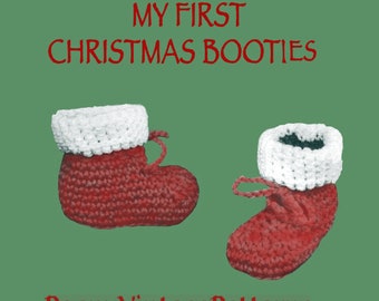 Jolly Father Christmas BOOTIES SOCKS Baby's First Christmas crochet pattern  l PDF Instant Download