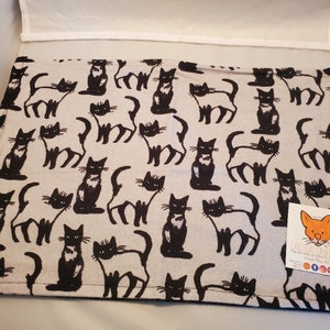 Black Cats on Gray Refillable, Washable, Reversible Flannel Organic Catnip Mat Toy For Cats of All Ages