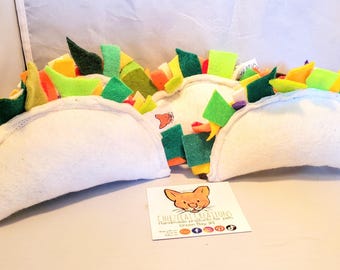 Handmade Taco Cat, Dog, Small Animal Toys. Felt Food Toy, Triple Stitched, 4"x7" Your Choice of Scents or Unscented