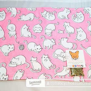 Playful Cats on Pink Refillable, Washable, Reversible Flannel with Organic Catnip Mat Toy Catnip Goes Inside Handmade With Love High Quality