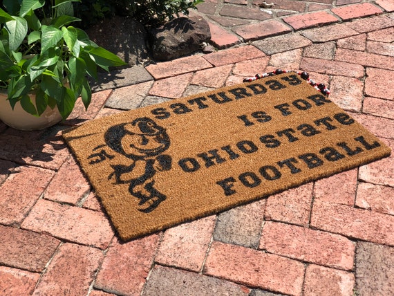 Brutus Saturday Is For Ohio State Football Door Mat Welcome Mat Beach Door Mat Coir Door Mat Osu The Ohio State