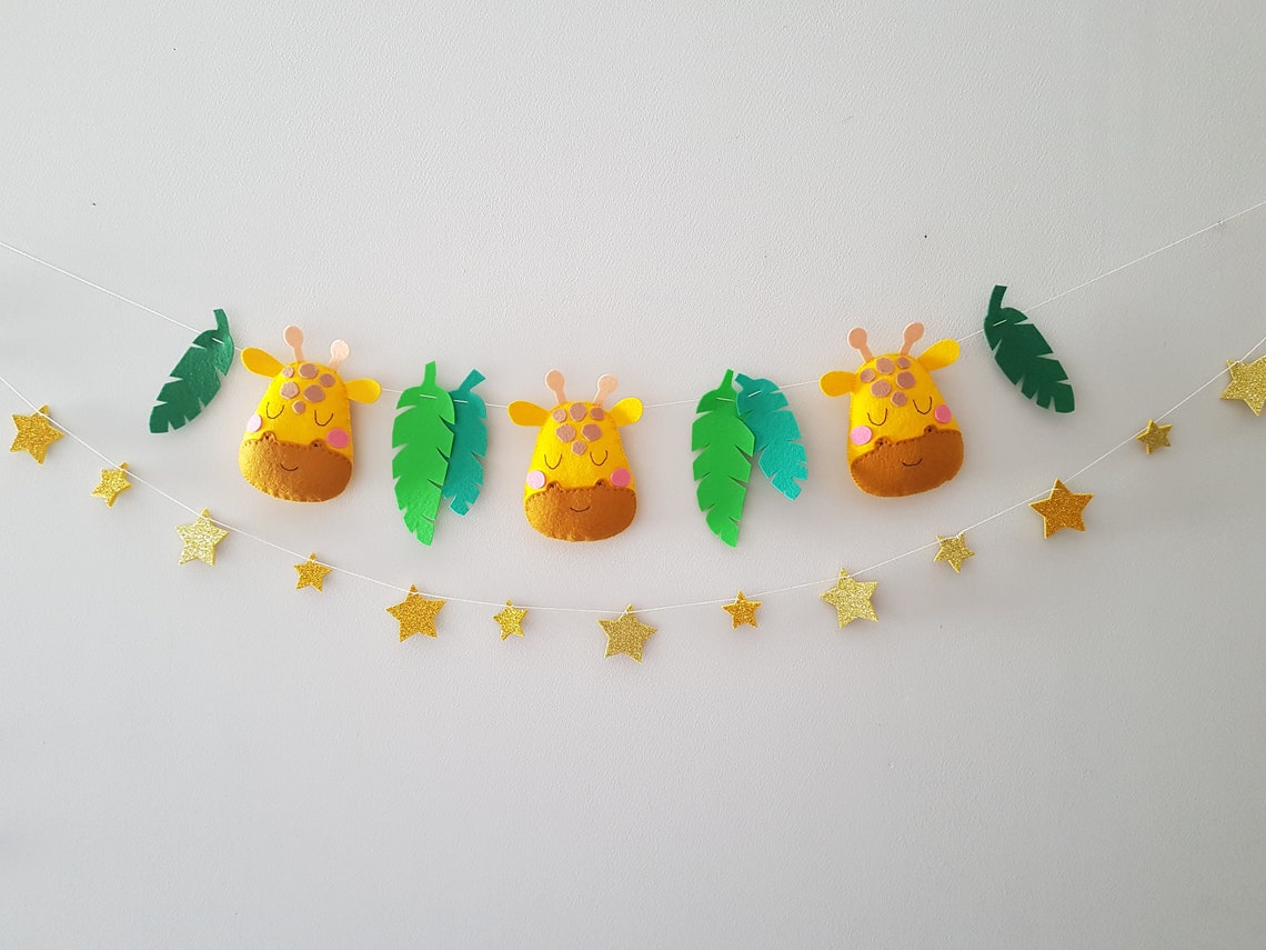Safari nursery decor Giraffe garland felt baby garland Giraffe Etsy