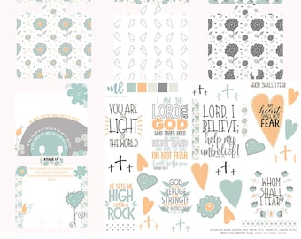 Memory Dex Set | Faith Bible Journaling Index Card and Sticker Set  | Whimsical Florals - Whom Shall I Fear | Digital Download | MemDex