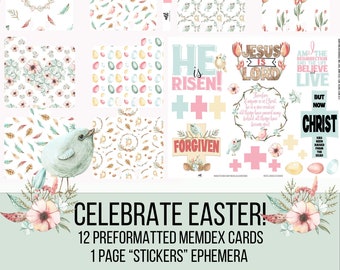 Easter Memory Dex Cards and Ephemera Set / Adorable Pastel Chicks and Feathers / Bible Journaling / Download / Printable / Easter / Kids