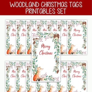 Woodland Fox Christmas Gift Tags Printable | Sheet of 2x3.5&quot; Christmas Tags | Download, Print, and Cut Yourself