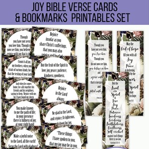 JOY Verse Cards, Set of 12 Bible Verse Cards and 3 Bookmarks | Scripture Verses | Printable | MemDex Cards | Bible Verse Cards | Bookmarks