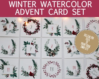 DIY VERSION The Elegant Winter Watercolor Advent Card Set with Scripture Verses | Make Your Own Christian Christmas Gifts