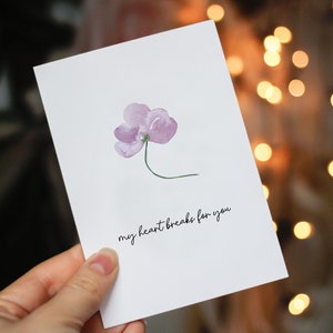 Carte de sympathie imprimable | Mon cœur se brise pour vous | Carte de chagrin et de deuil | Plusieurs tailles | Téléchargez et imprimez-vous dès aujourd'hui !